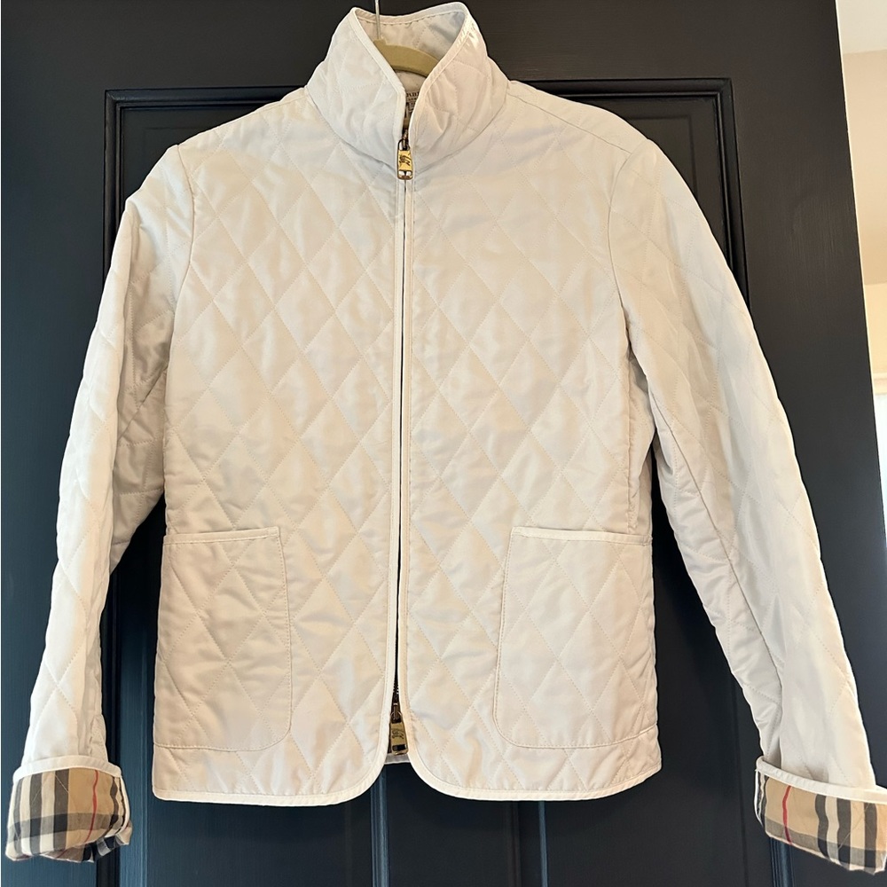 White Quilted Burberry Jacket